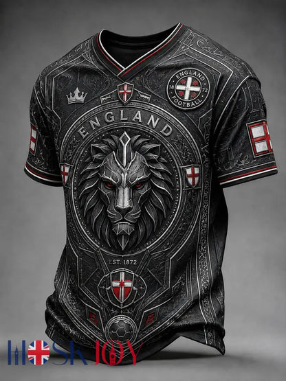 Retro England Football Fan Art Print Casual Jersey - D / S