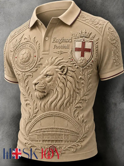Retro England Football Fan Art Print Casual Jersey - D / S