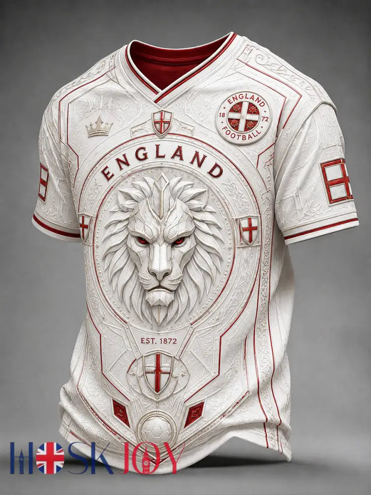 Retro England Football Fan Art Print Casual Jersey - E / S