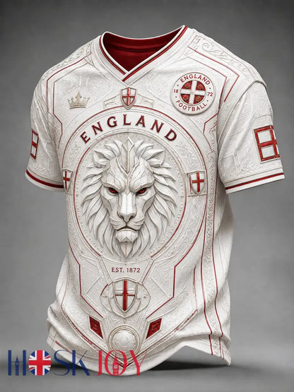Retro England Football Fan Art Print Casual Jersey - E / S