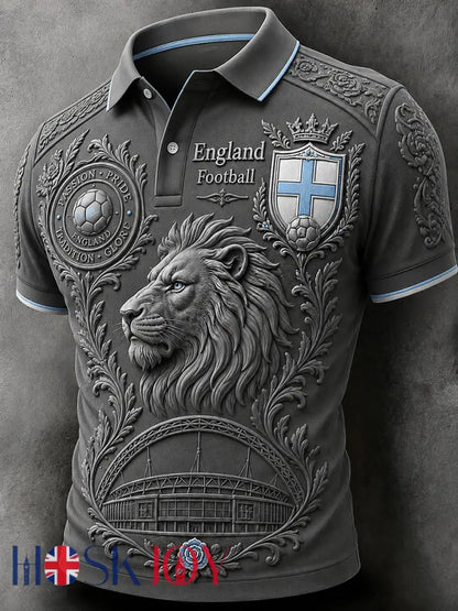 Retro England Football Fan Art Print Casual Jersey - E / S