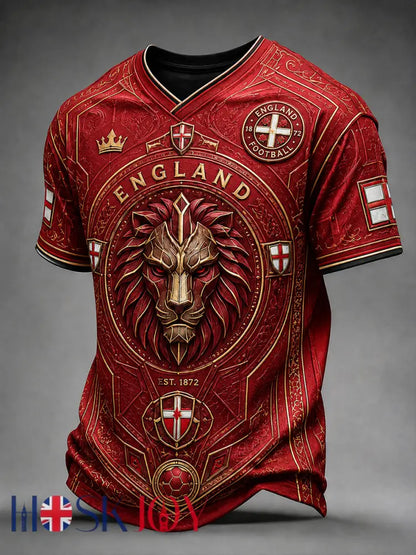 Retro England Football Fan Art Print Casual Jersey - G / S