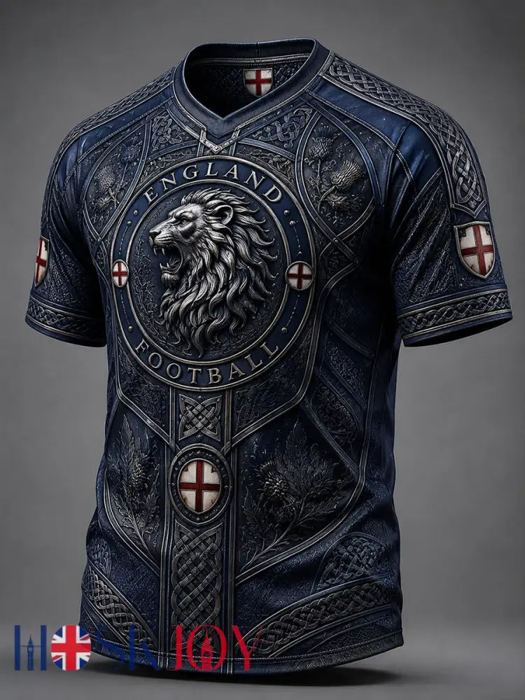 Retro England Football Fan Art Print Casual T-Shirt - A / S