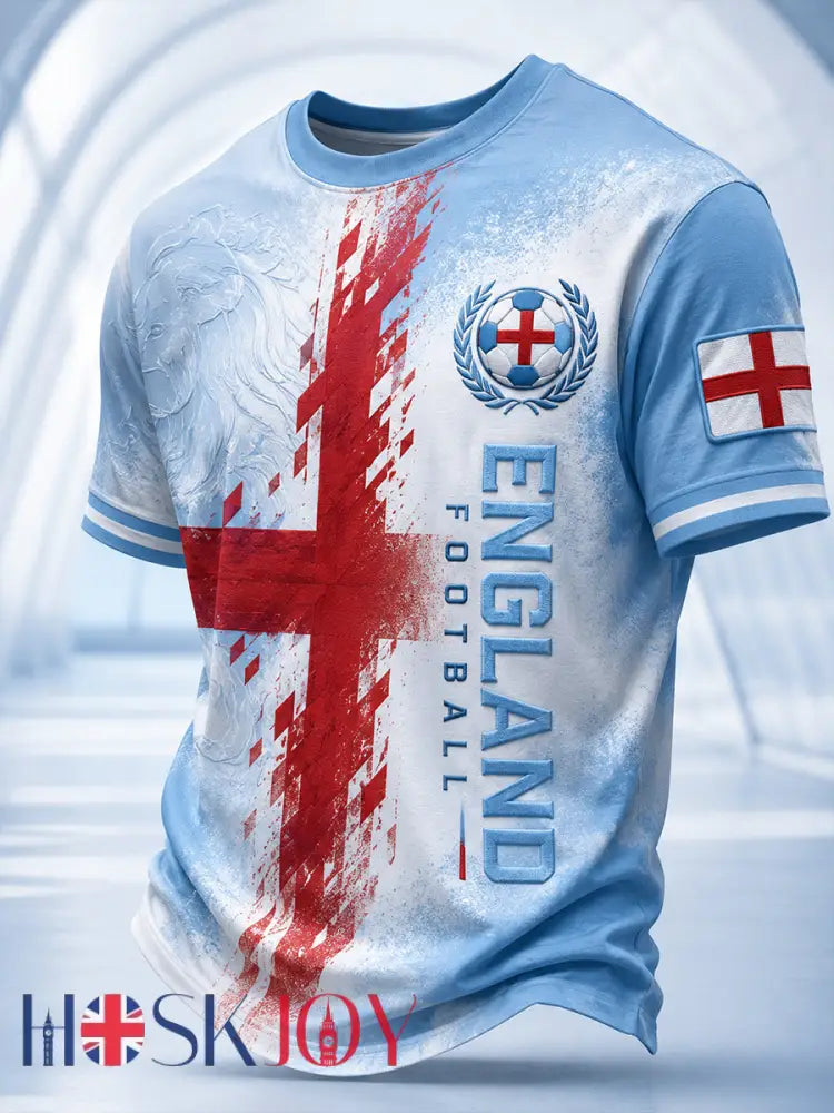 Retro England Football Fan Art Print Casual T-Shirt - A / S