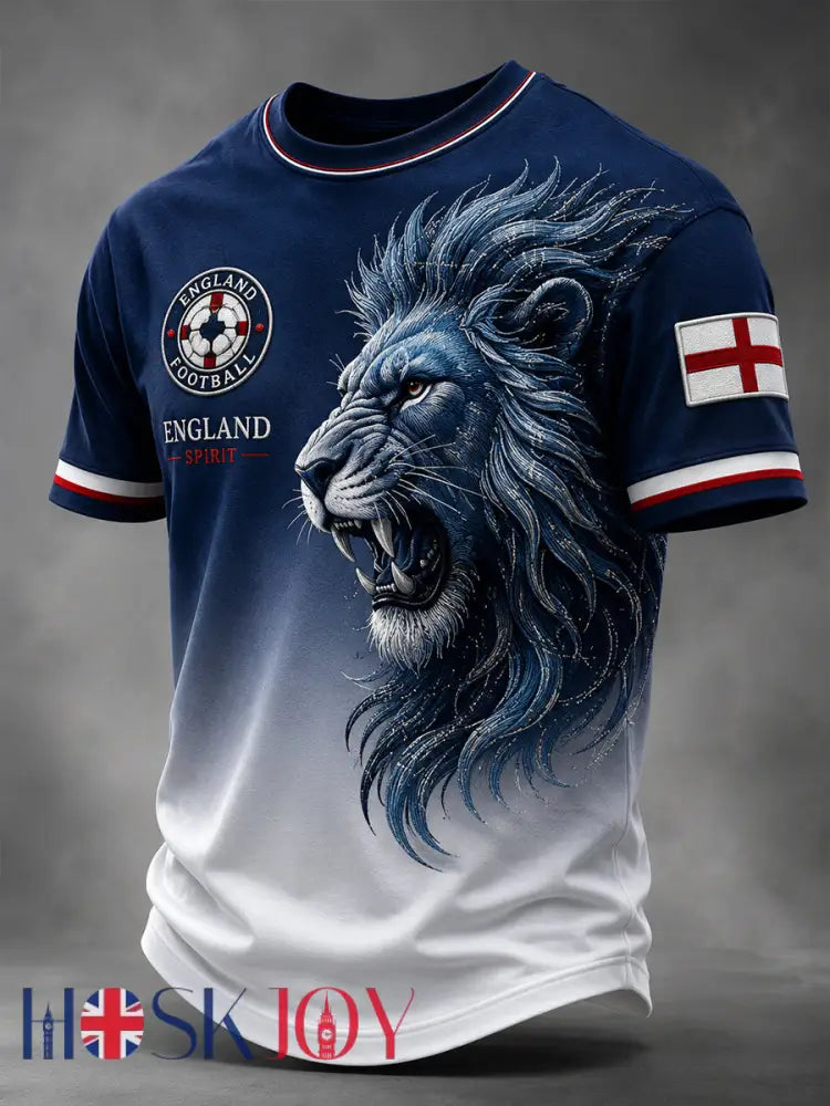 Retro England Football Fan Art Print Casual T-Shirt - A / S