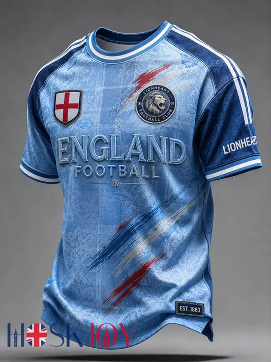 Retro England Football Fan Art Print Casual T-Shirt - A / S