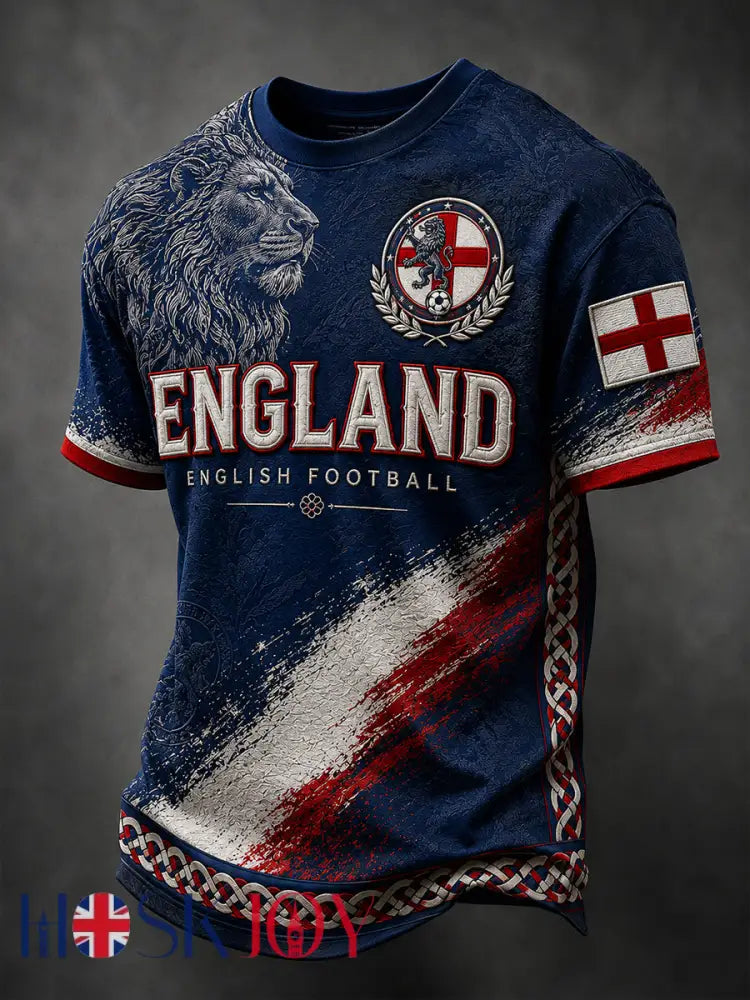 Retro England Football Fan Art Print Casual T-Shirt - A / S