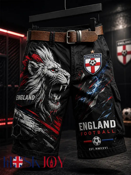 Retro England Football Fan Art Print Casual Trousers - A / M
