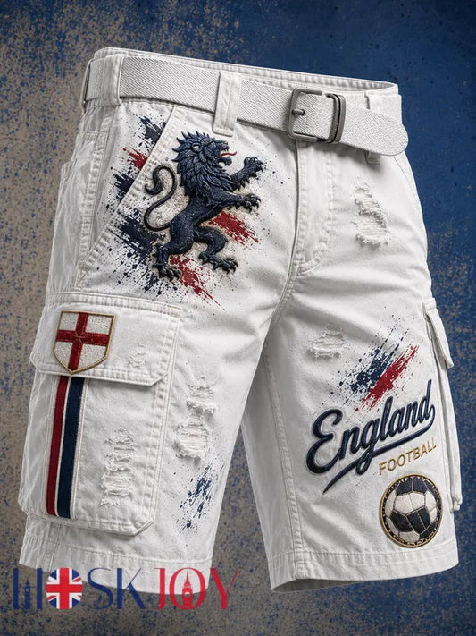 Retro England Football Fan Art Print Casual Trousers - A / M