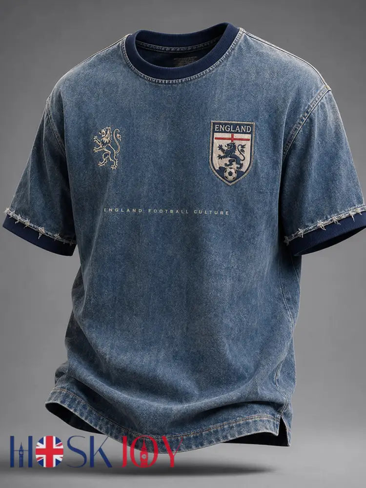 Retro English Football Fan Art Print Casual T-Shirt - A / S