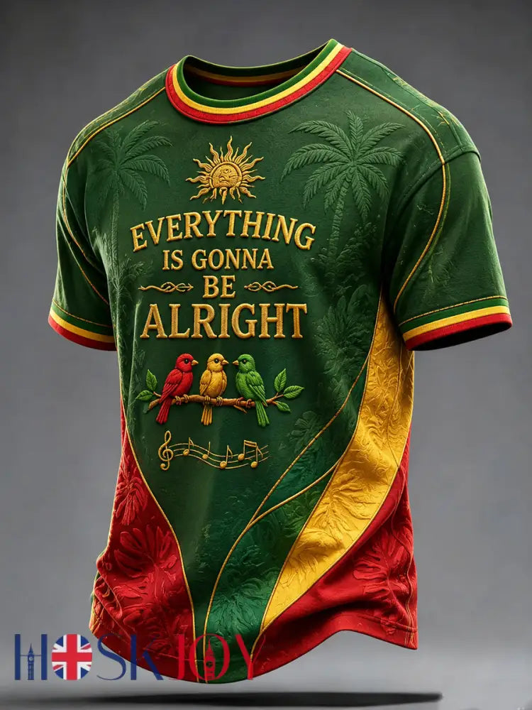 Retro Reggae-Inspired Patchwork Casual T-Shirt - As picture / S