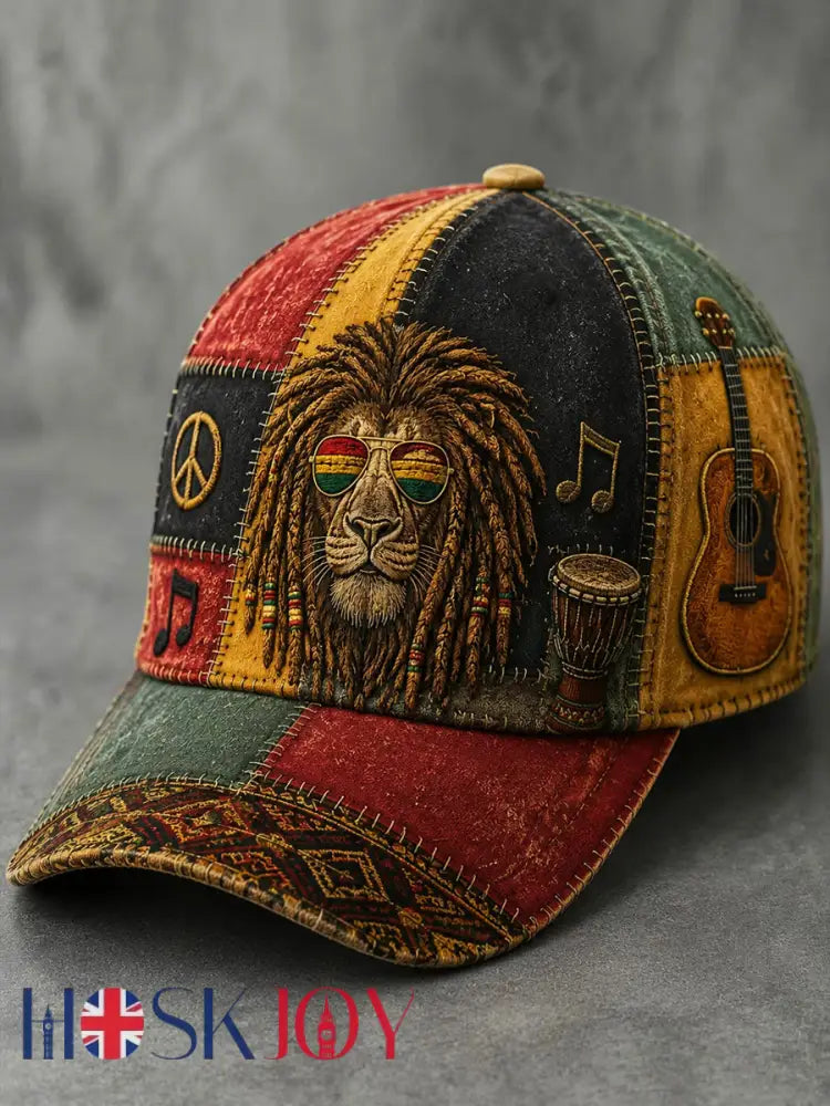 Retro Reggae Lion Patchwork Baseball Cap - As picture / 58CM