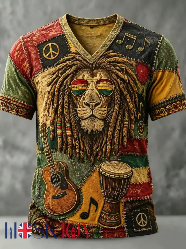 Retro Reggae Print Casual T-Shirt - As picture / S