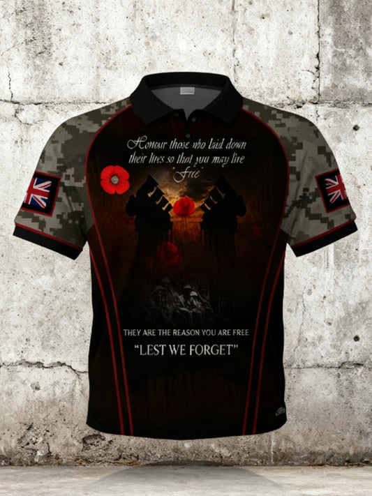 Men's Men's 11th November Remembrance Day LEST WE'S FORGET Poppy Remembrance Shirt