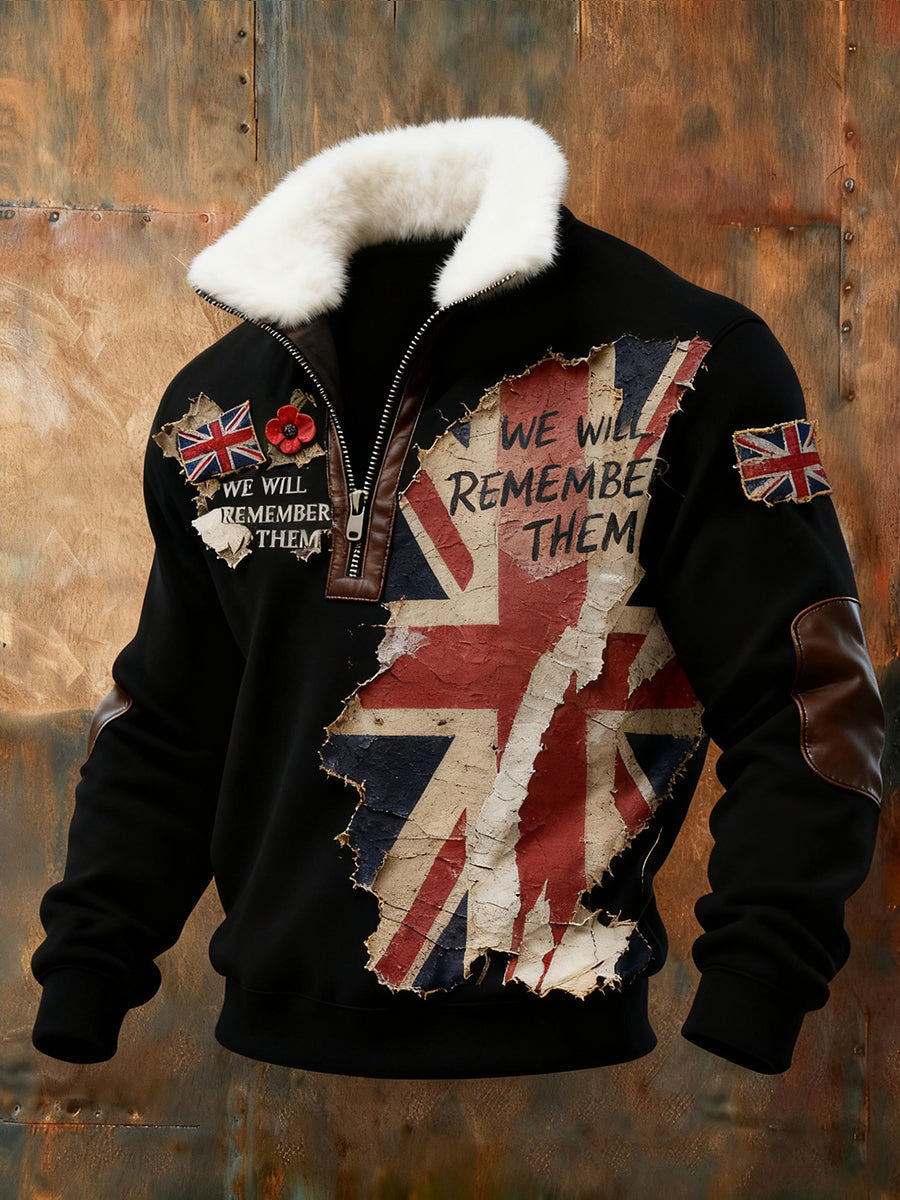 Men's Remembrance Day Lest We Forget Baggy Zip-up Hoodie