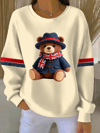 Women's British Style Print Casual Sweatshirt