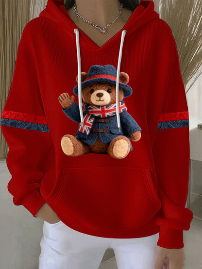 Women's British style Print Casual Hoodie