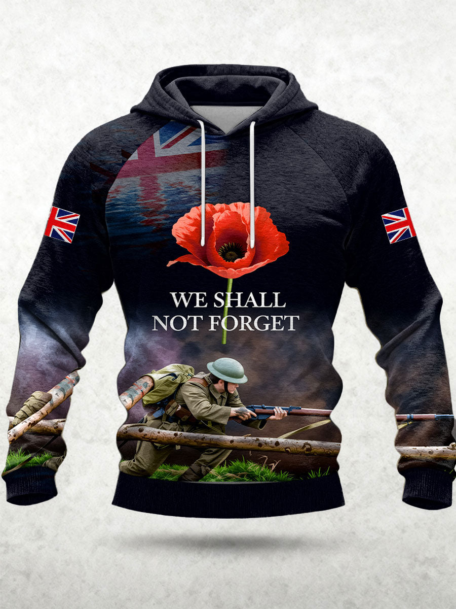 Men's Remembrance Day  We Shall Not Forget Hoodie
