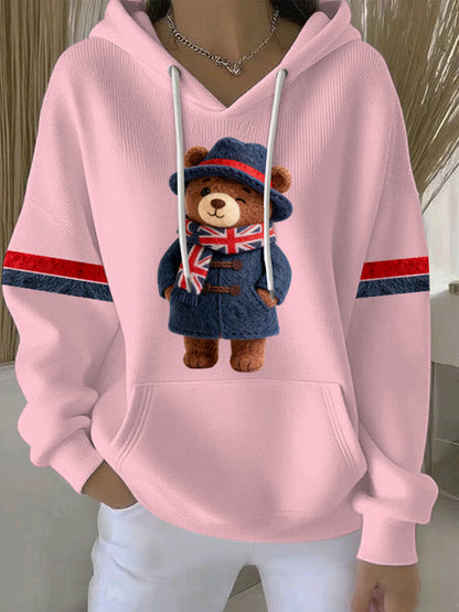 Women's British style Print Casual Hoodie