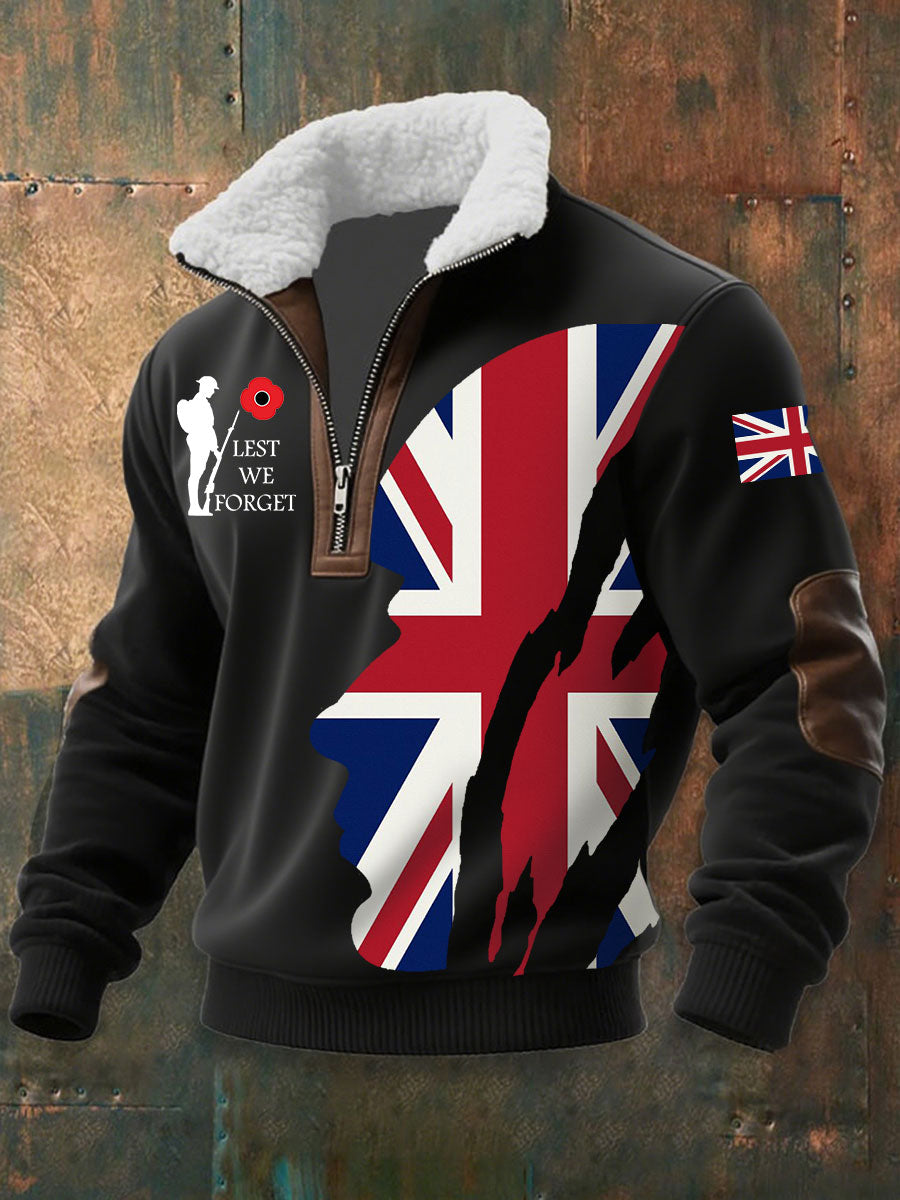 Men's Remembrance Day Lest We Forget aggy Zip-up Hoodie