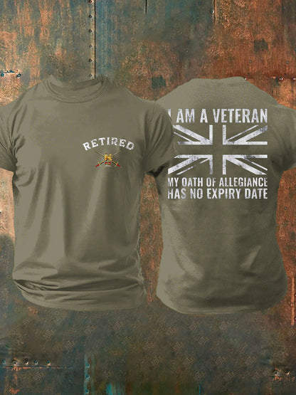 Men's British Veteran Retired Printed T-shirt