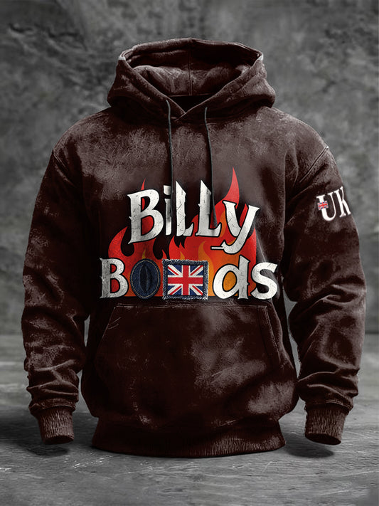 Men's Red-Brown British Bily Bonds Print Sweatshirt