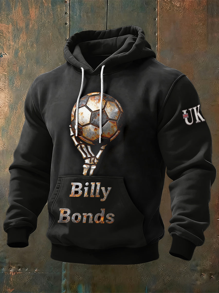 Men's British Football Bily Bonds Print Black Sweatshirt