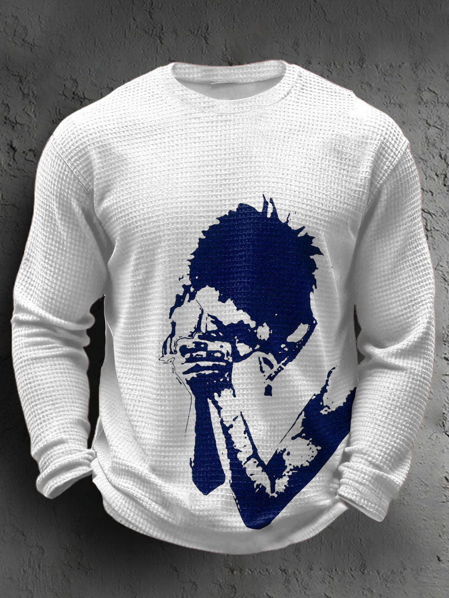 Men's UK Punk Music Lover Printed Waffle Tops