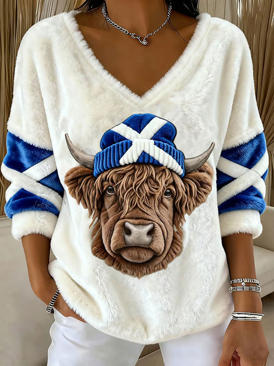 Women's Highland Cow Print Casual Top