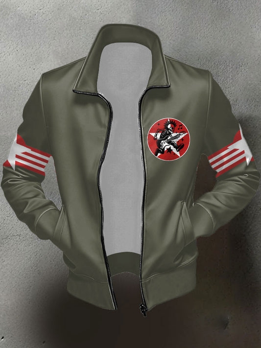Men's UK Punk Music Lover Printed Coat