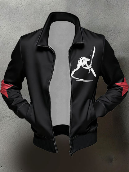 Men's UK Punk Music Lover Printed Coat