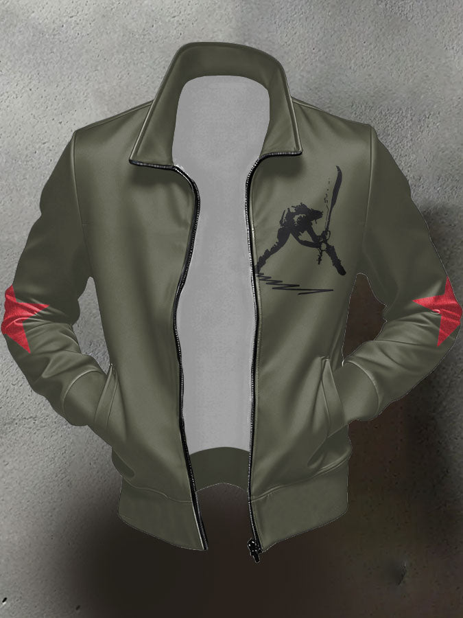 Men's UK Punk Music Lover Printed Coat