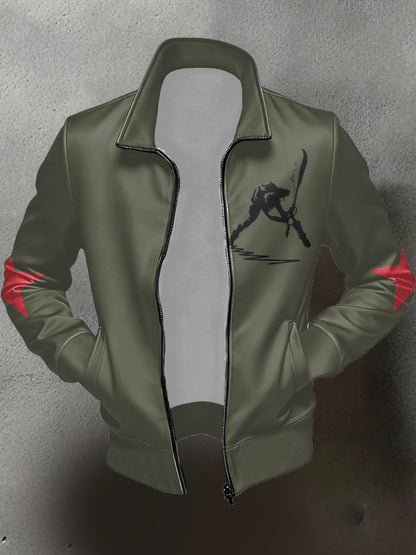 Men's UK Punk Music Lover Printed Coat