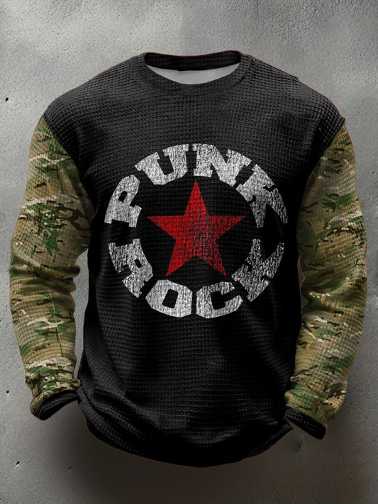 Men's UK Punk Music Lover Printed Waffle Tops