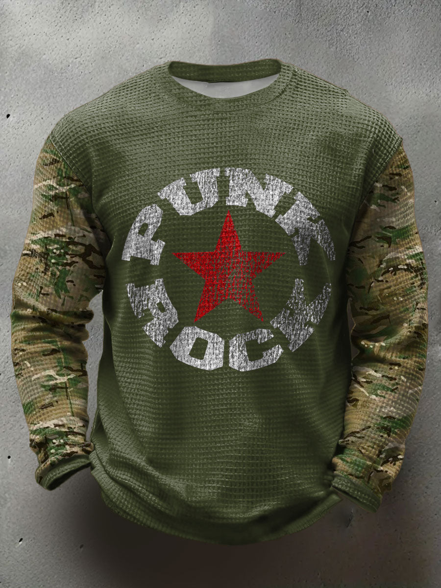 Men's UK Punk Music Lover Printed Waffle Tops