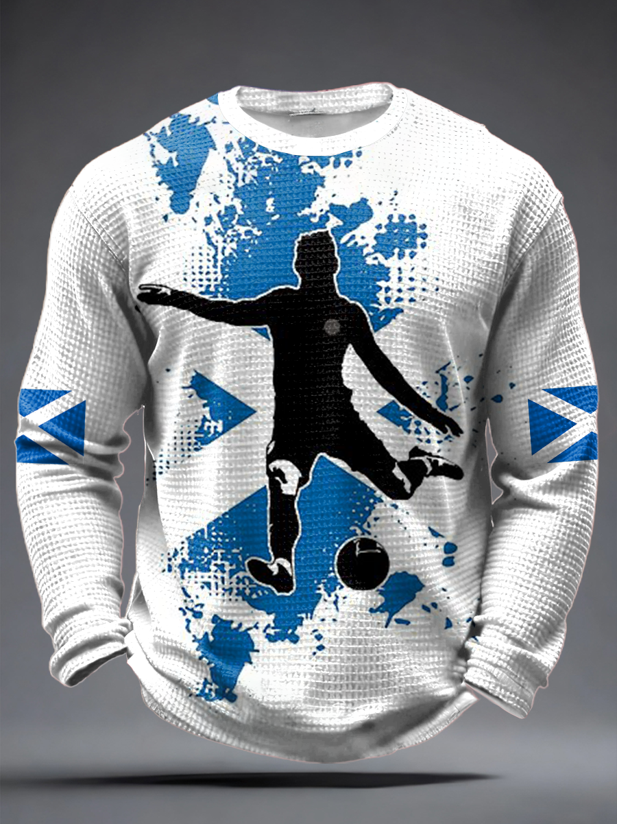 Men's UK Football Lover Scotland Waffle Long Sleeve T-Shirt