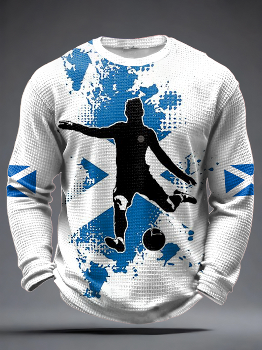 Men's UK Football Lover Scotland Waffle Long Sleeve T-Shirt
