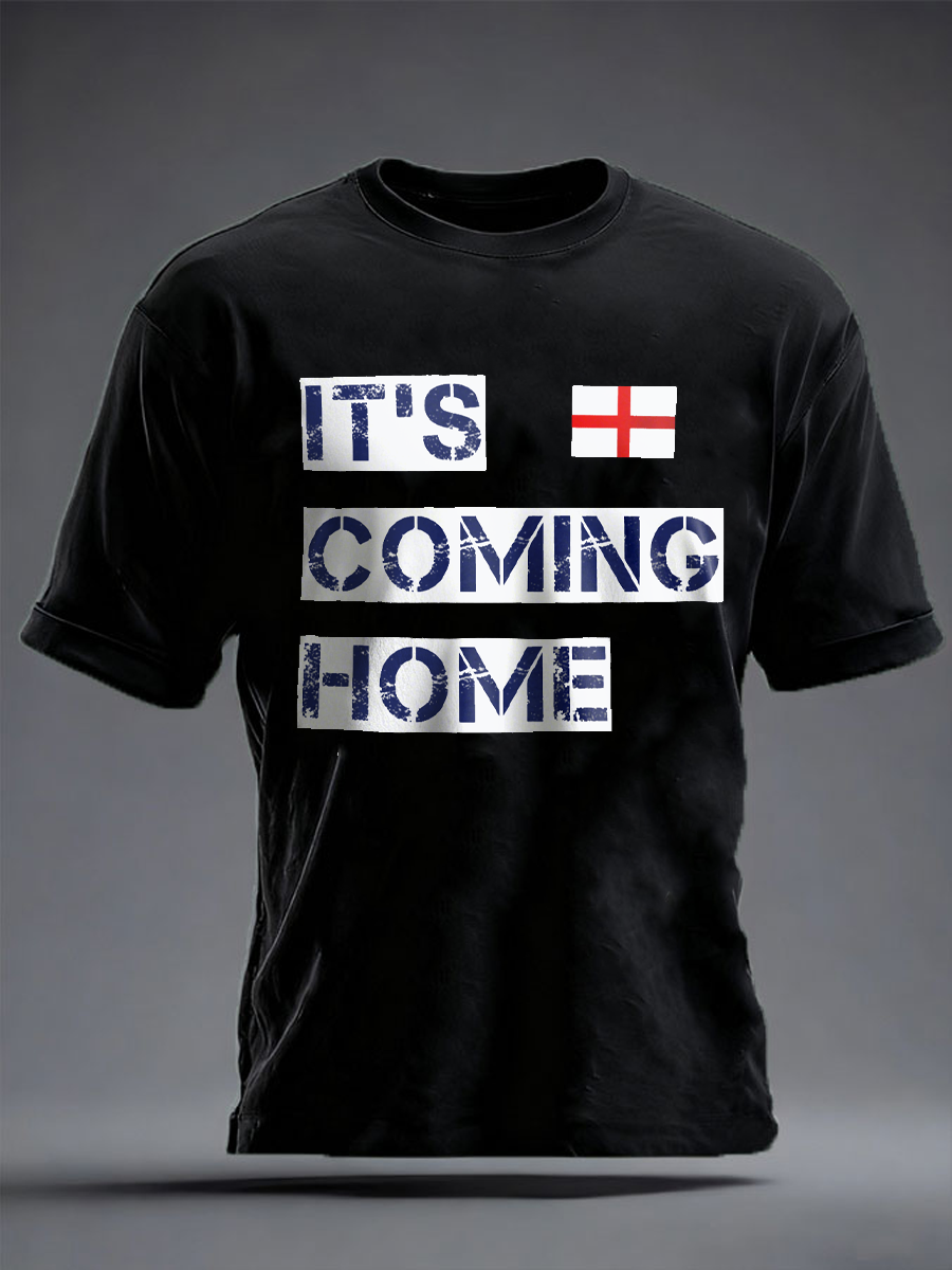 Men's UK Football Lover It’s Coming Home imitation cotton short-sleeved T-shirt