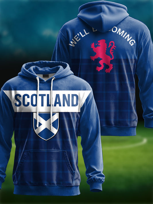 Unisex UK Scotland Football Lover We'll Be Coming 2026 Printed Hoodie