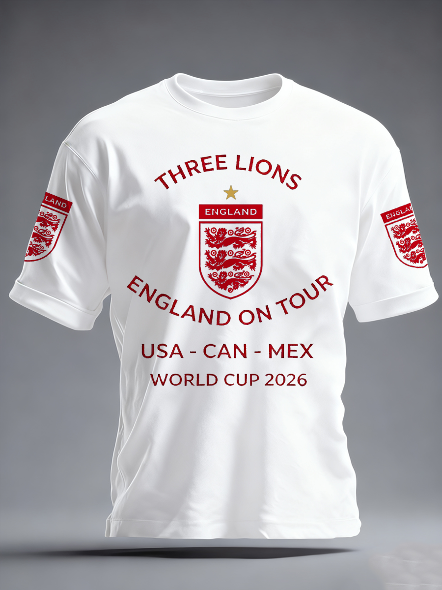 Men's UK Football Lover England 2026 Printed imitation cotton short-sleeved T-shirt