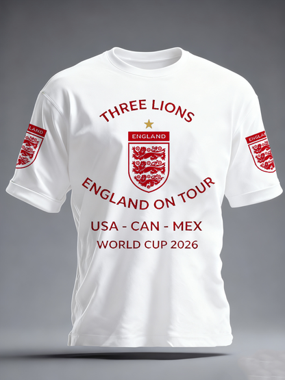 Men's UK Football Lover England 2026 Printed imitation cotton short-sleeved T-shirt