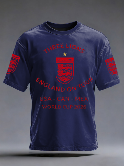 Men's UK Football Lover England 2026 Printed imitation cotton short-sleeved T-shirt