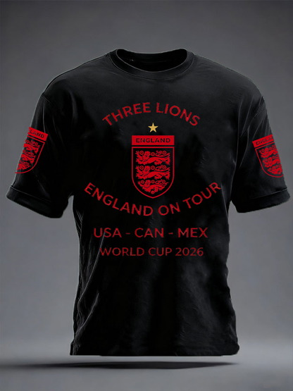 Men's UK Football Lover England 2026 Printed imitation cotton short-sleeved T-shirt