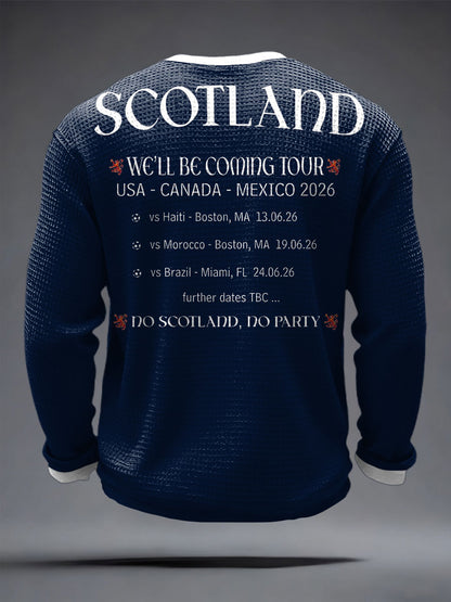 Men's UK Football Lover Scotland We'll Be Coming 2026 Printed Waffle Tops