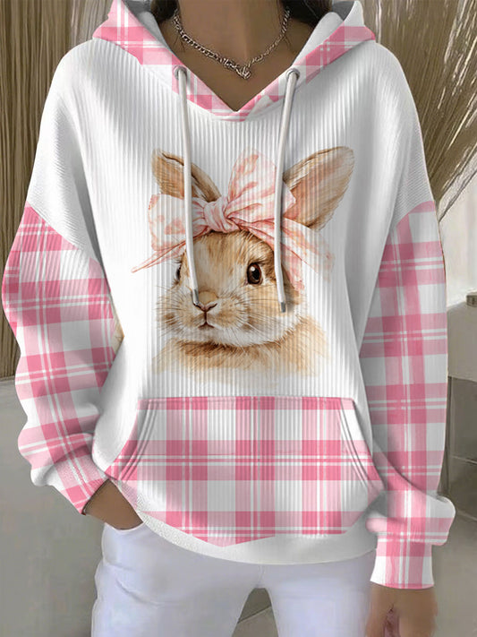 Women's Rabbit Art Print Casual Hoodie