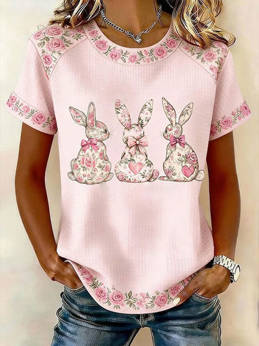 Women's Rabbit Print Casual T-Shirt