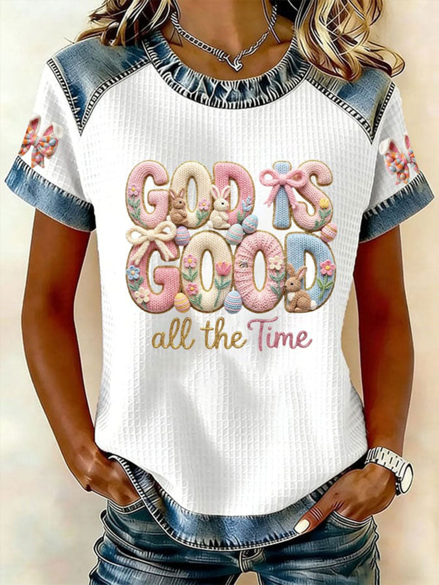 Women's 'God Is Good All The Time' Printed Casual T-Shirt