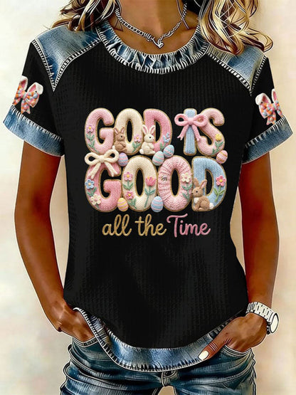 Women's 'God Is Good All The Time' Printed Casual T-Shirt