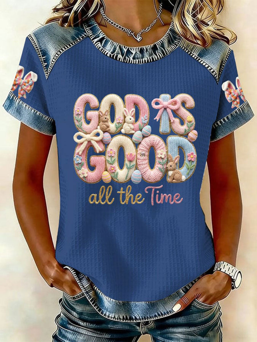 Women's 'God Is Good All The Time' Printed Casual T-Shirt