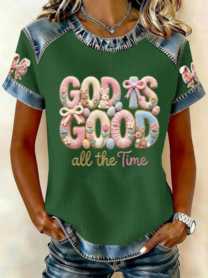 Women's 'God Is Good All The Time' Printed Casual T-Shirt